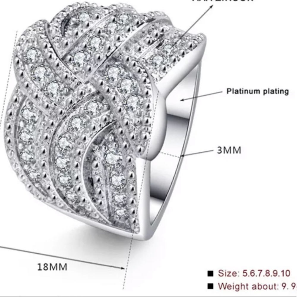 NEW 925 STERLING SILVER DIAMOND WENDING RING - Picture 6 of 6